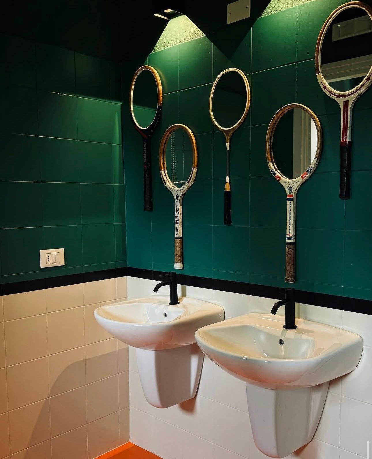 Bagno con specchi racchetta